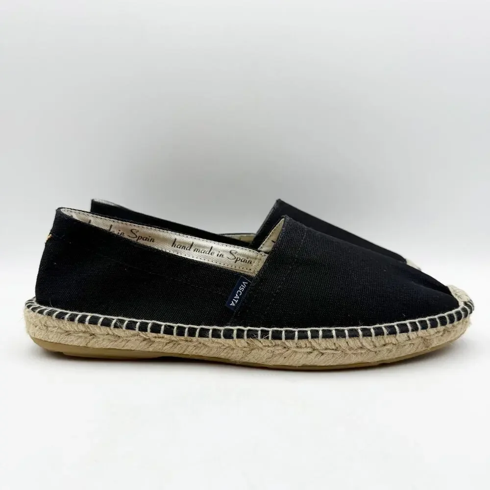 VISCATA Mens Sitges Espadrille Flats EU 42 US 9 Black Slip On NIB